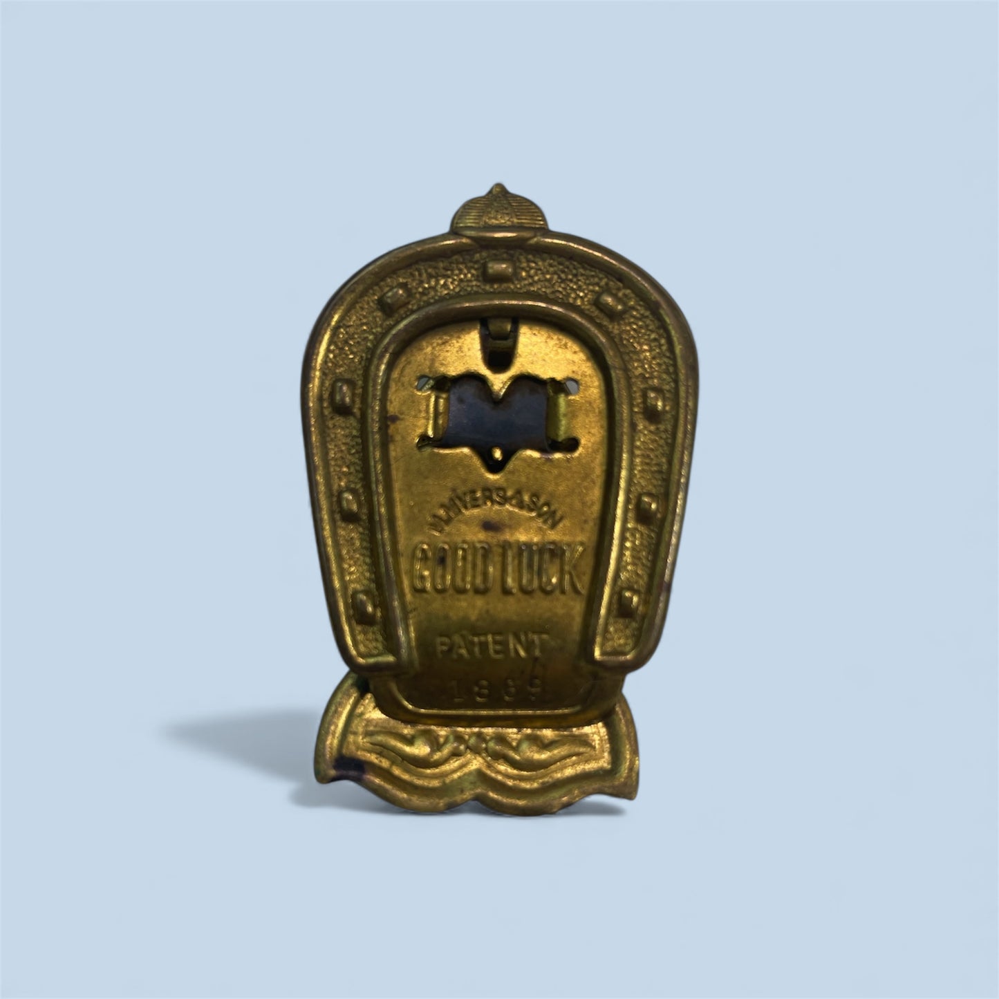 Antique-Style Brass “Good Luck” Clip