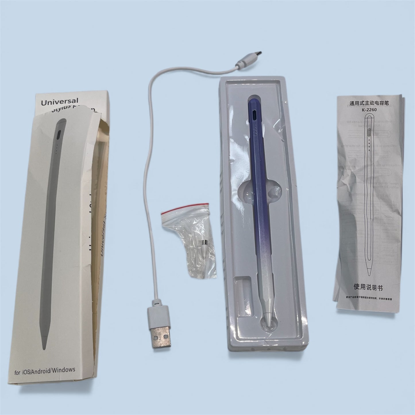 Universal Rechargeable Stylus Pen | For iOS / Android / Windows | With Tips & Charger