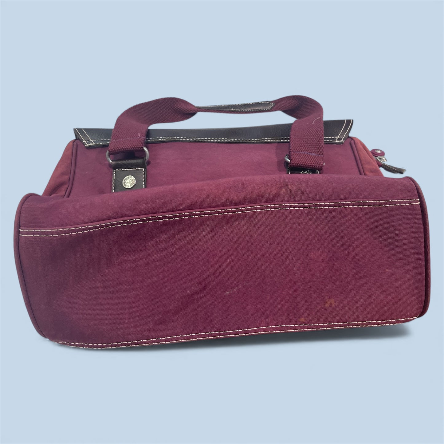 Kipling Burgundy & Charcoal Satchel Handbag | Spacious Everyday Bag