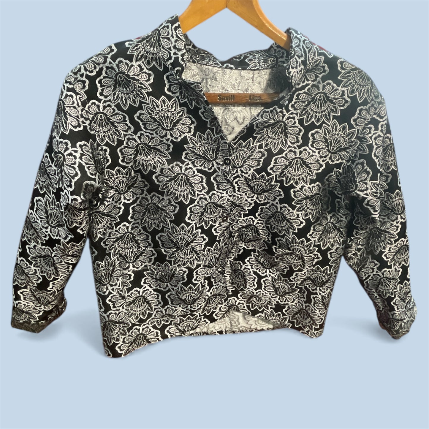 Black & White Patterned Cropped Jacket