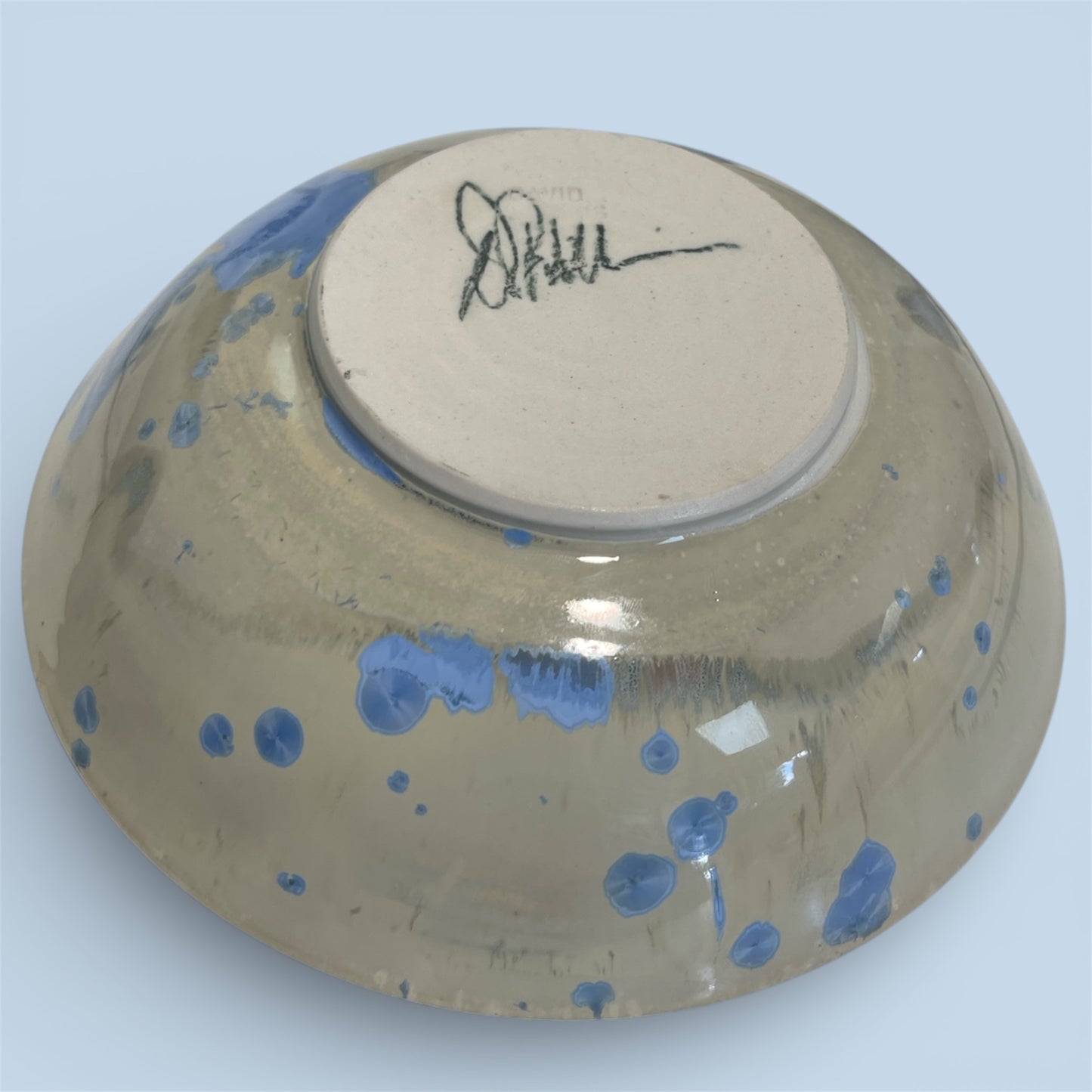 Handmade Blue and Beige Ceramic Bowl