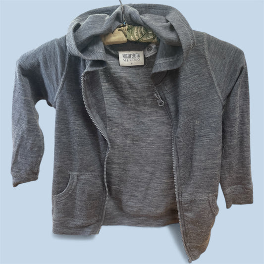 Size 5 North South Merino Grey Zip Hoodie