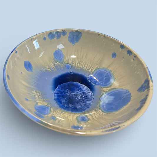 Handmade Blue and Beige Ceramic Bowl