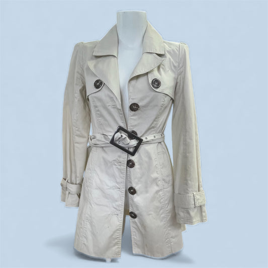 Valleysgirl Cream Trench-Style Coat (Size 6)